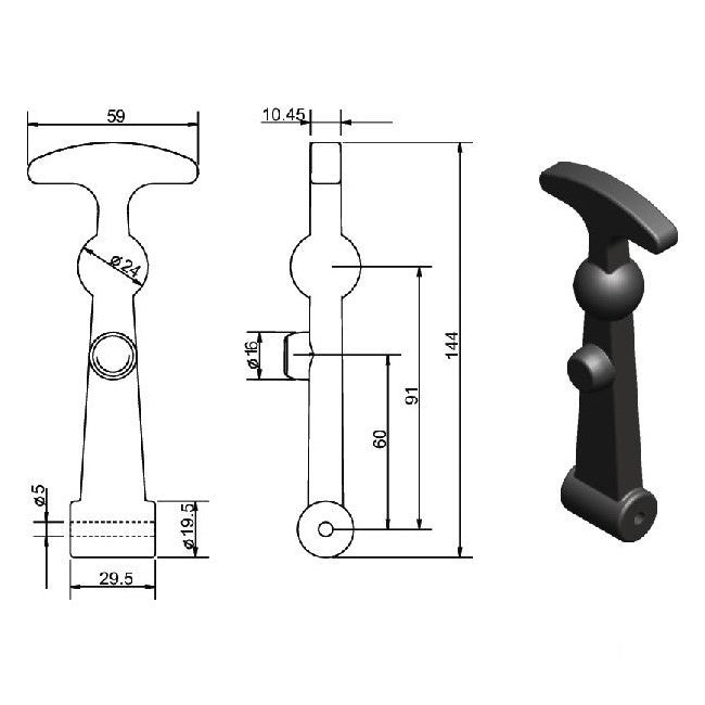Închizător capotă 145mm mecanism blocare industrial construcție ultra-robustă
