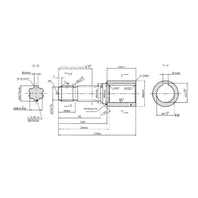 Adaptor cardan extensie Ø30 Z6 specificații tehnice diametru exterior 50mm