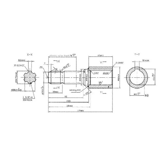 Adaptor cardan extensie Ø35 Z6 specificații tehnice diametru exterior 55mm