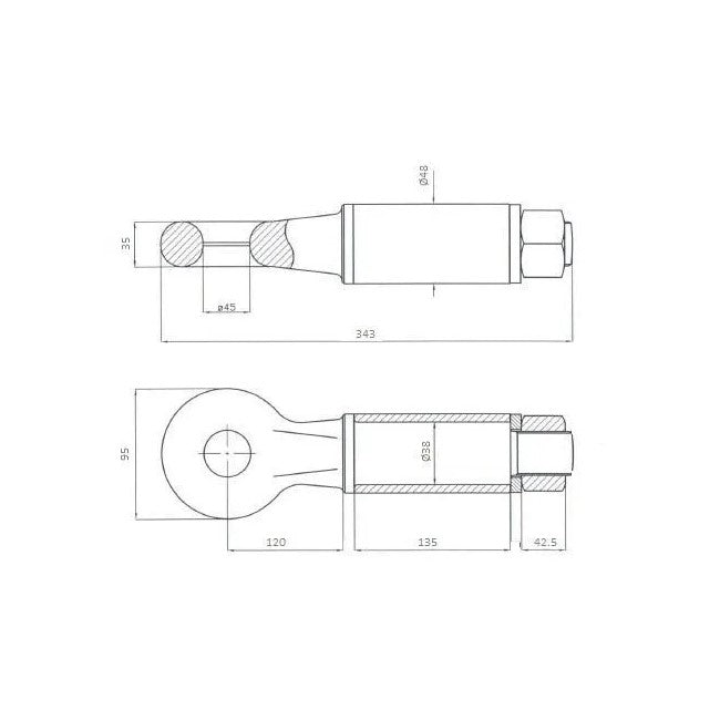 Ochet remorcare rotativ cu filet M28 - detaliu tehnic