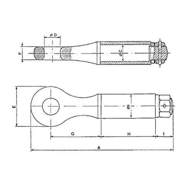Ochet rotativ heavy duty diametru 52mm - vedere frontala
