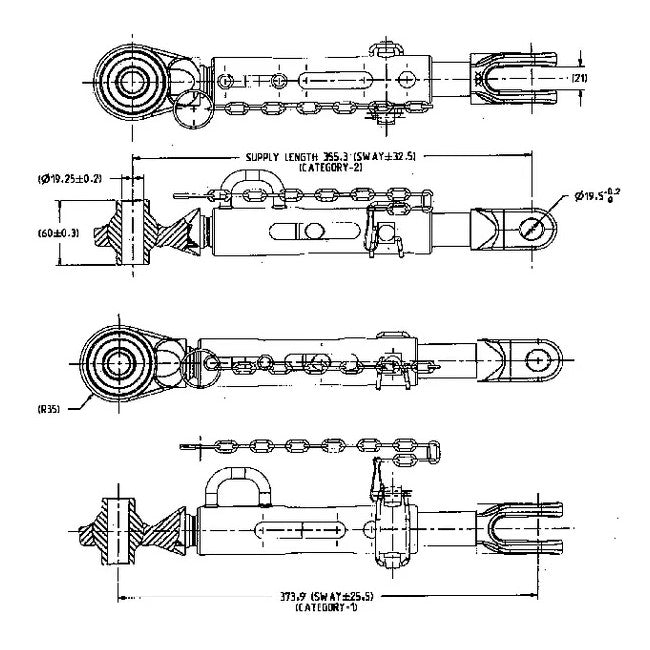 Stabilizator tirant lateral John Deere vedere completă ancoră stabilizator