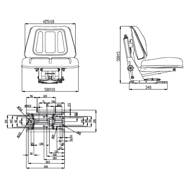 Scaun tractor premium sigur - detaliu constructie