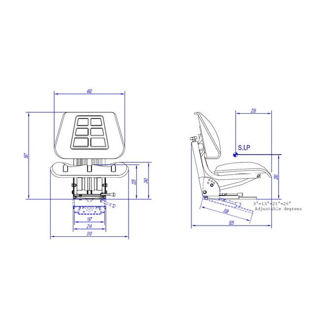 Scaun tractor durabil cu suspensie - detaliu constructie
