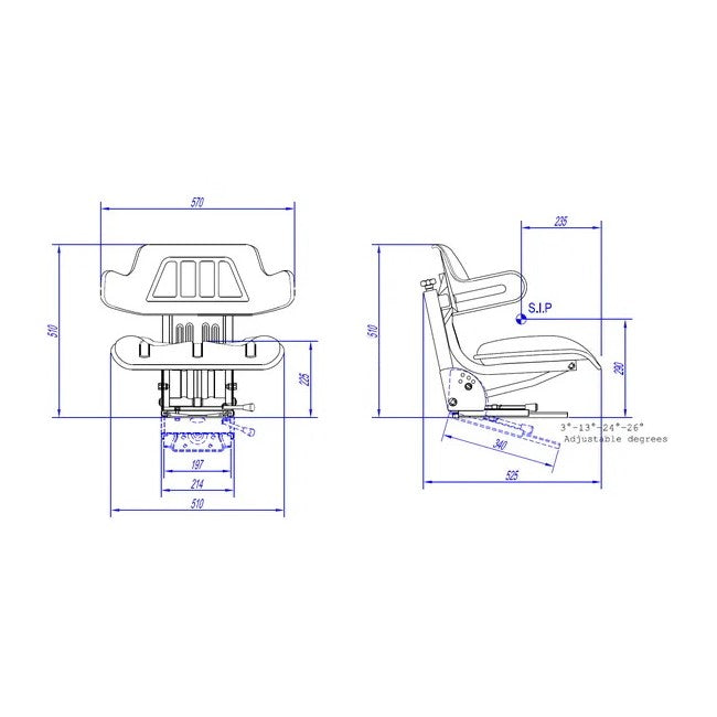 Scaun tractor profesional PVC - detaliu
