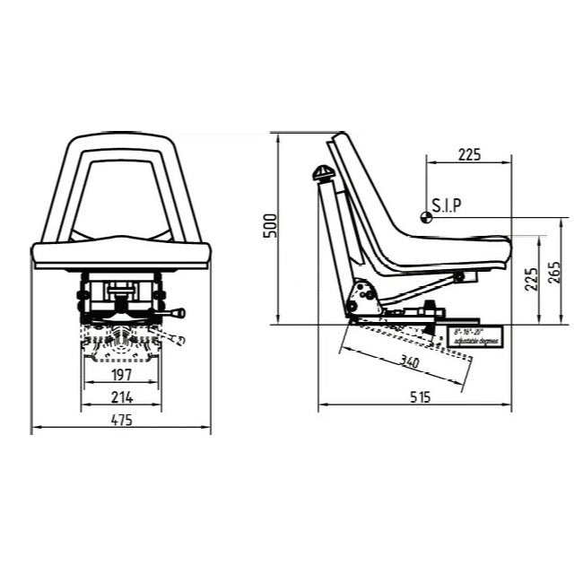 Scaun tractor cu suspensie mecanica - detaliu constructie