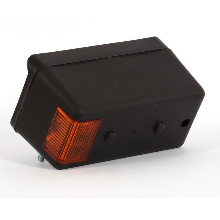 Detaliu montaj lampă semnalizator față stânga cu șurub M6 și distanță orificii 55mm