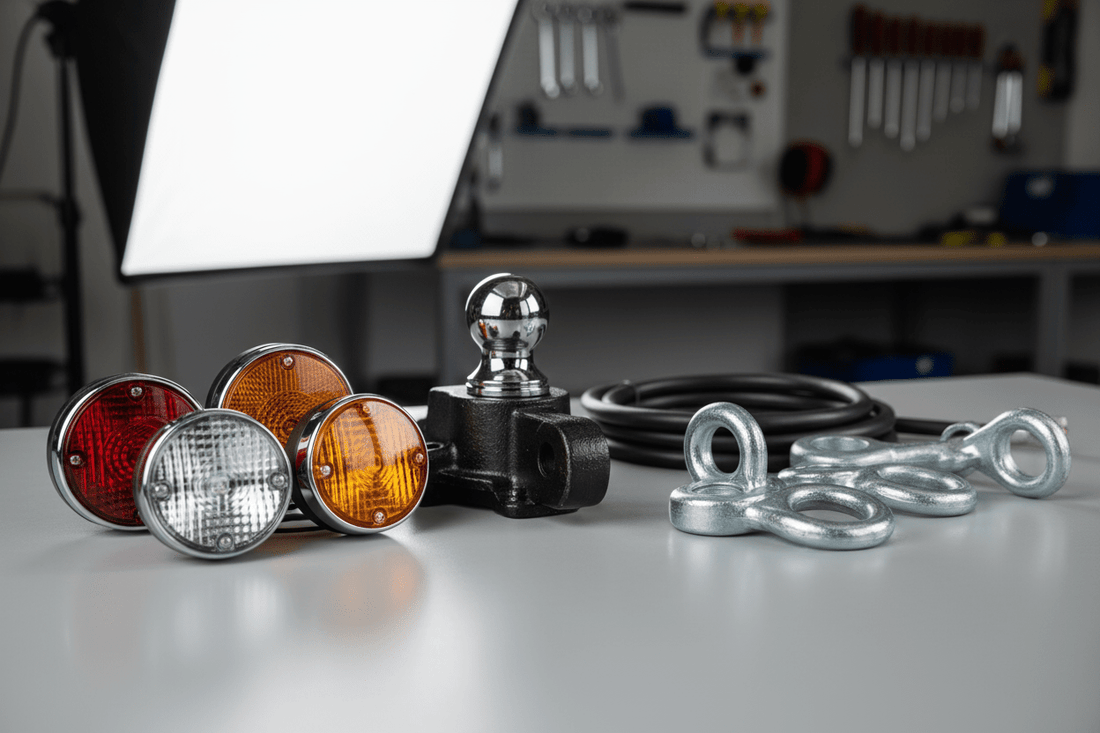 Accesorii universale pentru tractoare - închizători capotă, nucă remorcare, lămpi LED și scule profesionale