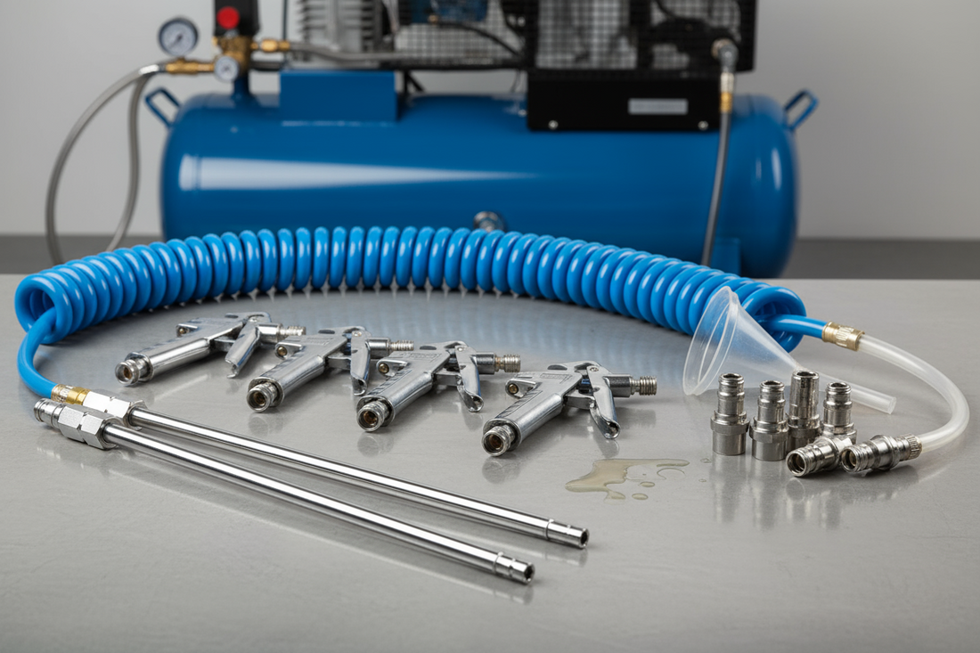 Scule pneumatice profesionale - pistoale suflat aer, furtun spiralat, cuple rapide