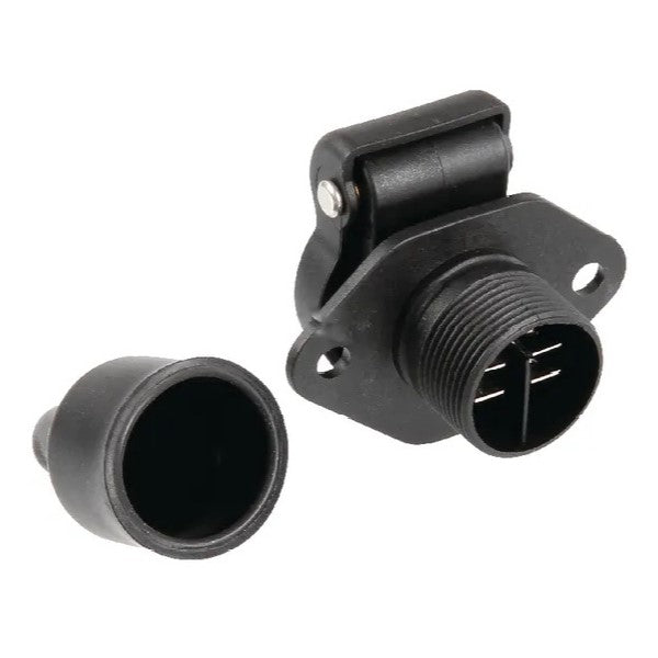 Detaliu priză electrică 3 pin - conexiune sigură și stabilă pentru sisteme 6-24V tractoare