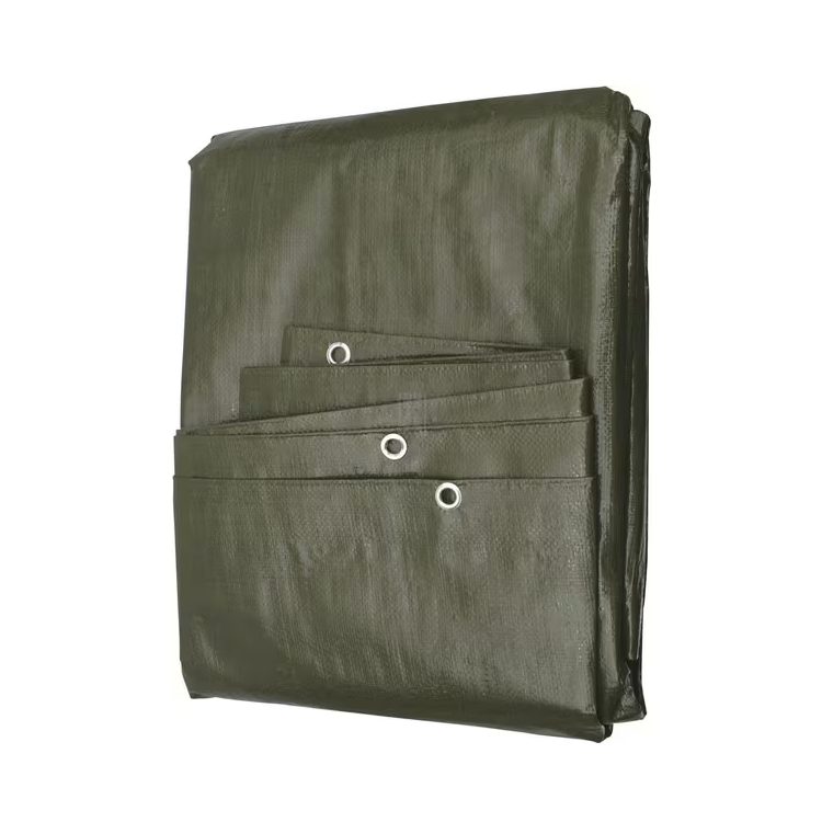 Prelată verde impermeabilă din polietilenă, 4x6 m, 100 g/m², cu ochiuri din aluminiu, cod T400600100KR