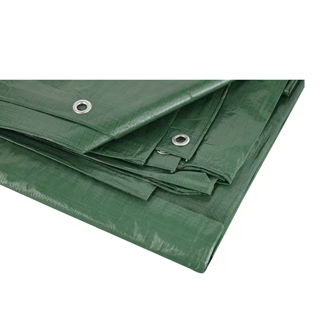 Detaliu al prelatei verzi pliate, cu ochiuri din aluminiu pentru fixare, cod T10001500100KR