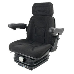 Scaun Tractor Premium cu Suspensie Mecanică și Cotiere - Textil Negru 45-130kg