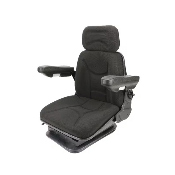 Scaun tractor C-385 cu suspensie pneumatică și tapițerie textilă neagră