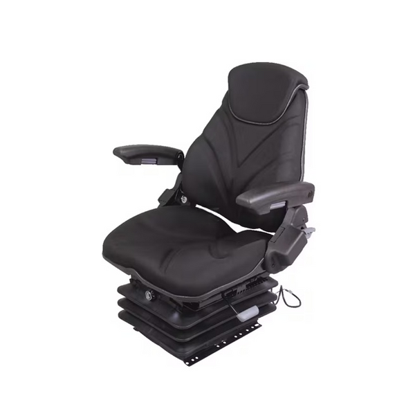 Scaun tractor profesional cu suspensie pneumatică și tapițerie textilă neagră