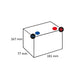 Desen tehnic baterie 12V 18Ah SBA1812KR dimensiuni 181x77x167mm terminal negativ albastru pozitiv roșu