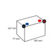 Desen tehnic baterie 12V 18Ah SBA1812KR dimensiuni 181x77x167mm terminal negativ albastru pozitiv roșu