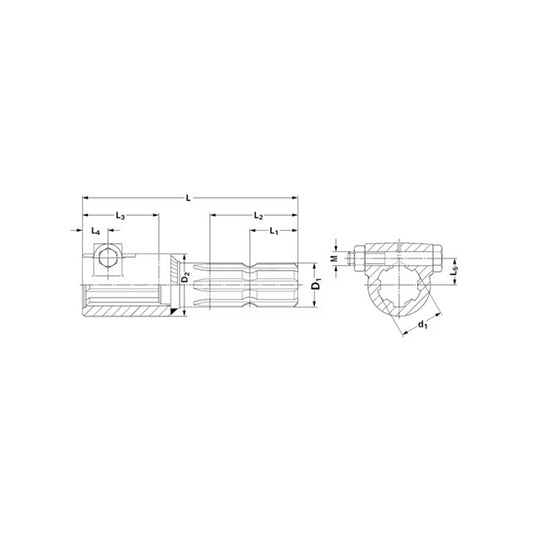 Reducție cardanică Z6-Z20 cu șurub fixare oțel S355 detaliu caneluri și dimensiuni