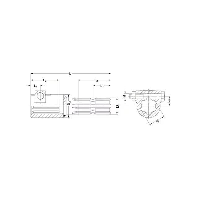 Reducție cardanică Z6-Z20 cu șurub fixare oțel S355 detaliu caneluri și dimensiuni