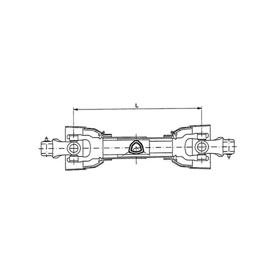Arbore cardanic PTO 10, 1210mm - schemă tehnică cu dimensiuni și profil tub triunghiular