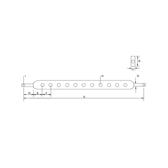 Dimensiuni bară de tracțiune cat.1: lungime totală 765mm, diametru bolț 22mm, distanță orificii 54mm 