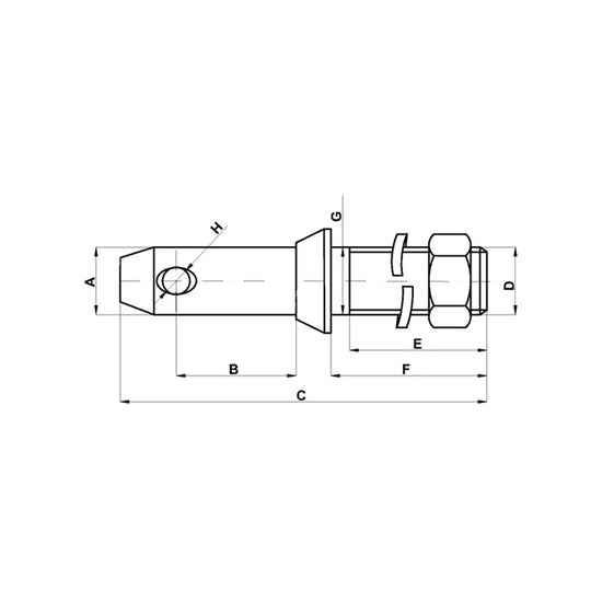 Bolț tirant lateral 19x149mm categoria 2 - desen tehnic cu dimensiuni