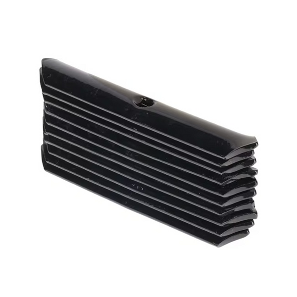 Detaliu vârf cultivator CP042KR reversibil, vedere laterală cu specificații tehnice 215x36x6mm