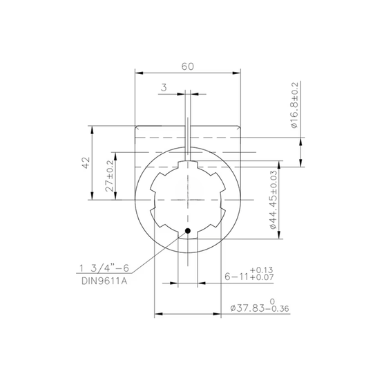 Adaptor cardan Z6 normal la Z6 mare XAB Trade putere maximă 30 kW pentru utilaje agricole