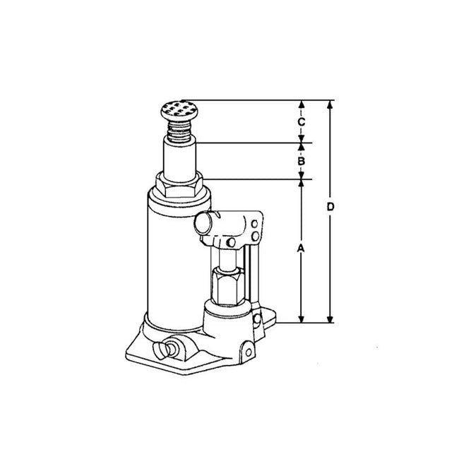 Dimensiuni tehnice cric hidraulic Big Red 15 tone cu placă de bază stabilă