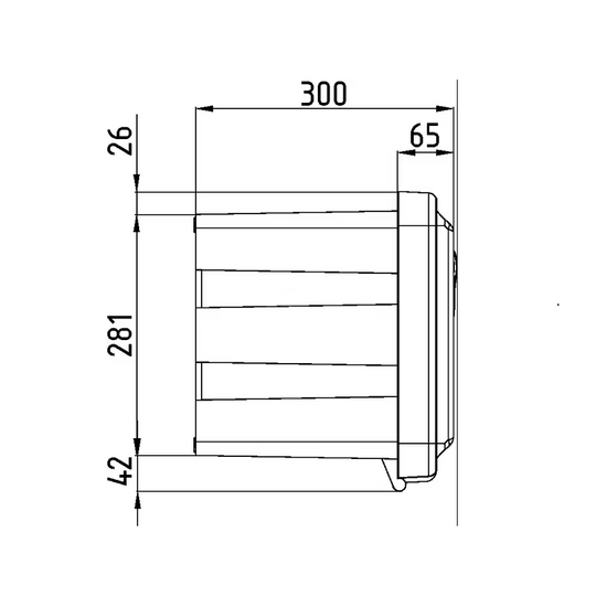 Desen tehnic ladă de scule Daken dimensiuni 750x350x300mm vedere lateral
