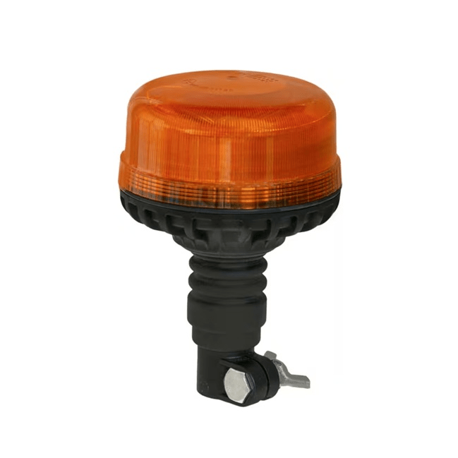 Girofar LED portocaliu 36 LED-uri pentru montare pe stâlp DIN, protecție IP66, certificare ECE R65, funcții bliț și rotație pentru tractoare