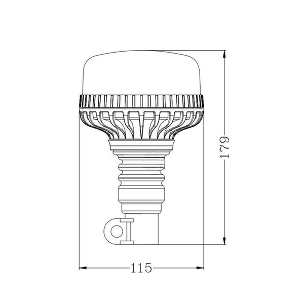Girofar LED profesional cu montare flexibilă pe stâlp, 17W putere, 12-24V, rezistent la temperaturi extreme -30°C până la +50°C