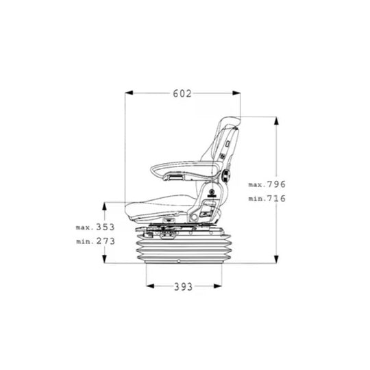 Scaun pneumatic Grammer Maximo Professional MSG95AL/731 cu suspensie și cotiere ajustabile