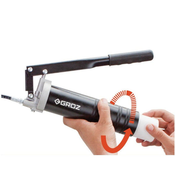 Pistol de gresat Groz 42794 sistem spin-on cartuș vacuum 413 bar extensie oțel 150mm