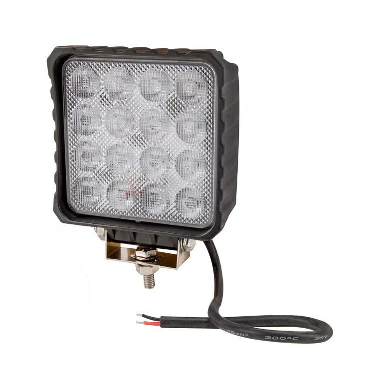 Lampă de lucru LED LA10047 cu 16 LED-uri, vedere frontală, suport de montare și cablu de alimentare