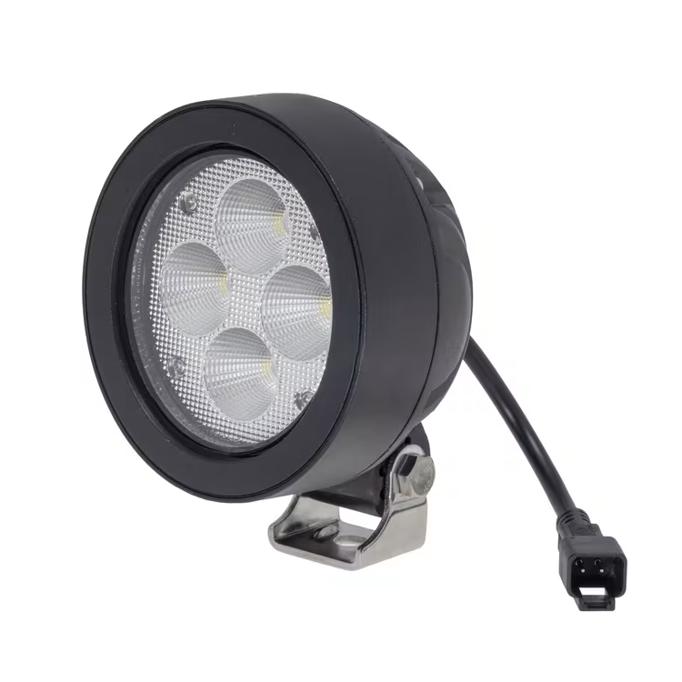 Lampă de lucru rotundă LA10416 cu 4 LED-uri, suport metalic de montare și cablu cu mufă Deutsch cu 2 pini