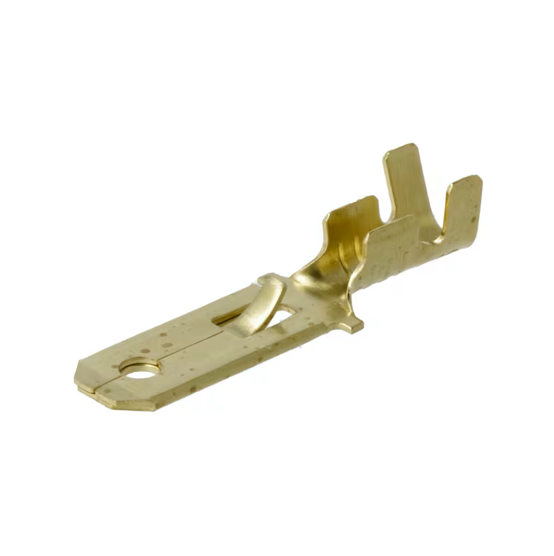 Papuci electric tată 6,3x0,8mm ștecăr plat cu element blocare alb pachet 100 bucăți pentru instalații electrice vedere de jos