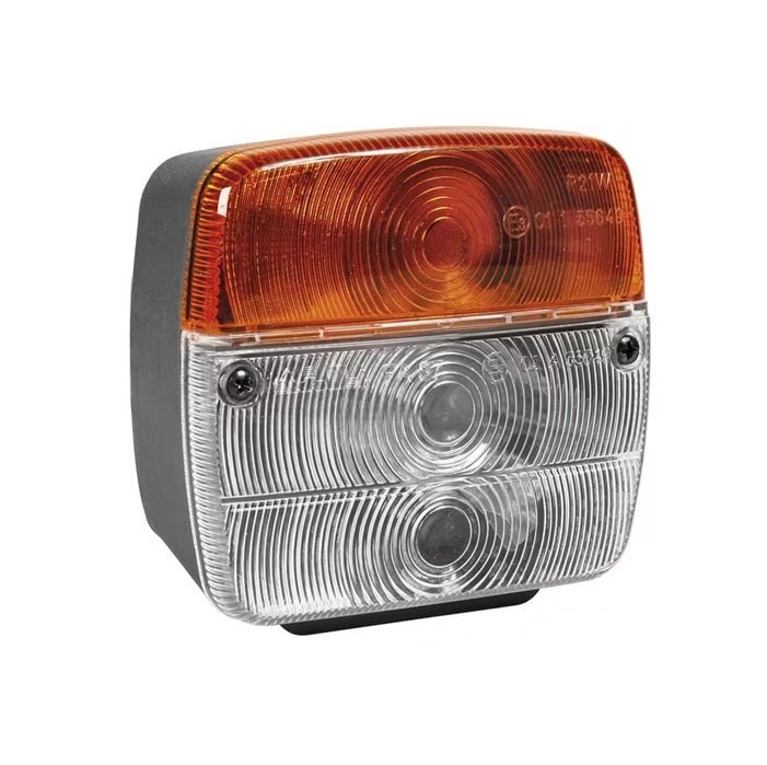 Lampă semnalizare și poziție pătrată alb-portocaliu XAB Trade universală pentru tractoare și remorci