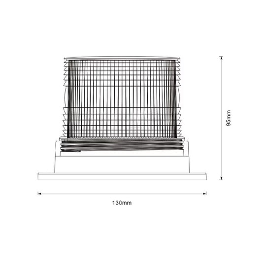 Dimensiuni lampă de avertizare LED - diametru 130mm înălțime 95mm