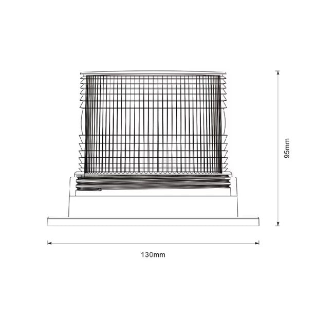 Dimensiuni lampă de avertizare LED - diametru 130mm înălțime 95mm