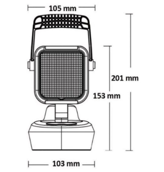 Detaliu lampă LED magnetică basculantă 150 grade cu protecție IP65