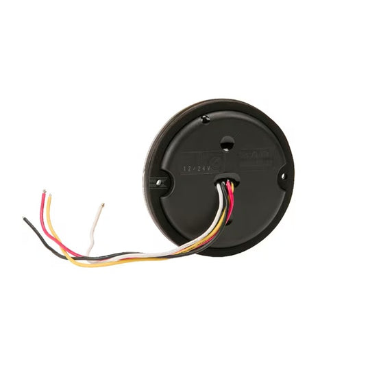 Lampă spate LED rotundă 95mm 12/24V vedere spate conexiuni cabluri remorcă utilaje