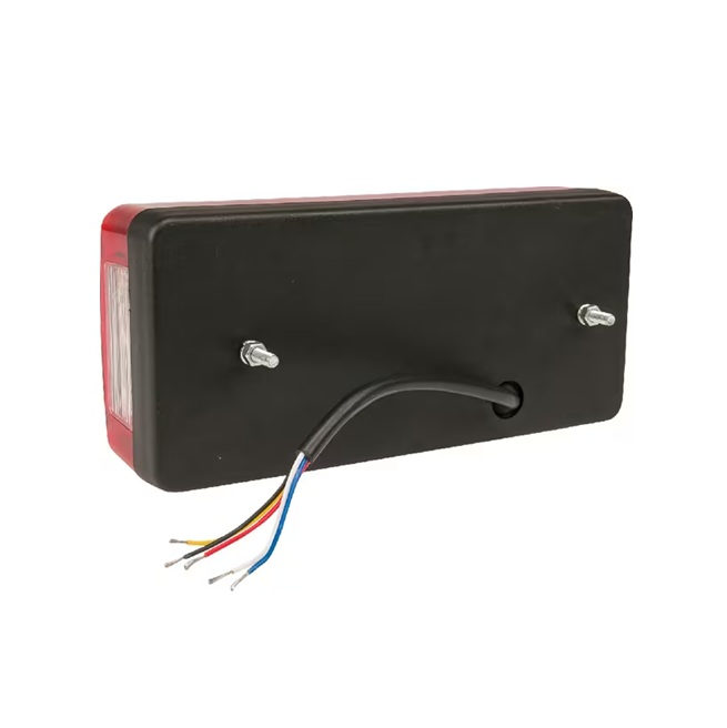Lampă spate dreptunghiulară stânga 12/24V cu cabluri deschise pentru tractoare și remorci