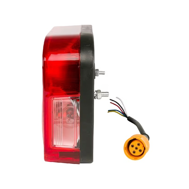 Lampă spate dreptunghiulară 235x135x52mm vedere laterală cu conexiune baionetă 5 pini 