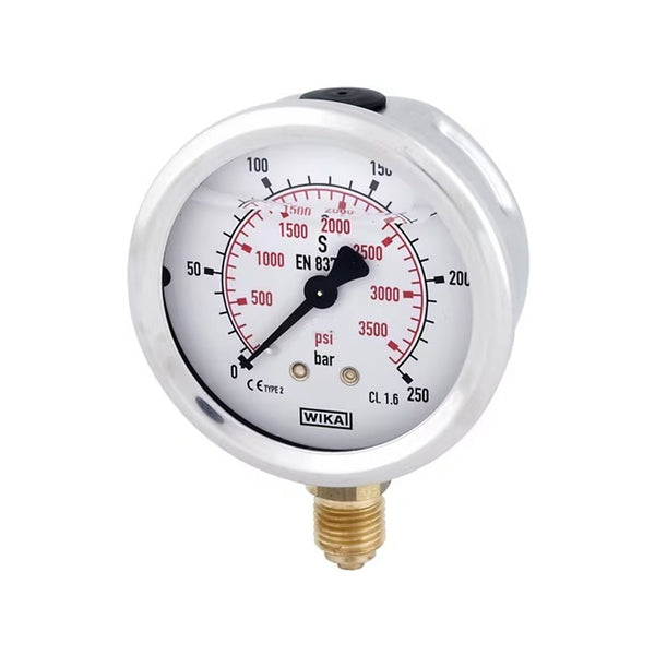 Manometru cu glicerină WIKA Ø63 mm 0-250 bar racord inferior 1/4 BSP oțel inoxidabil