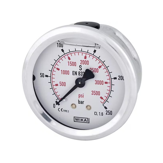 Manometru cu glicerină WIKA Ø63 mm 0-250 bar racord spate 1/4 BSP oțel inoxidabil