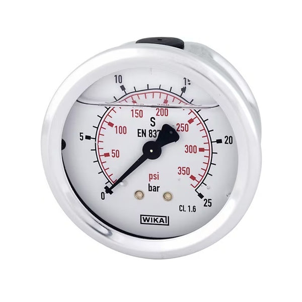 Manometru cu glicerină WIKA Ø63 mm 25 bar racord spate BSP 1/4 carcasă inox