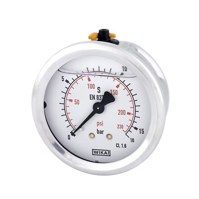 Manometru cu glicerină WIKA Ø63 mm 16 bar racord spate BSP 1/4 carcasă inox