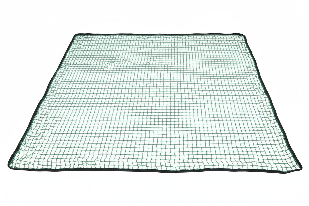 Plasă cargo verde desfășurată