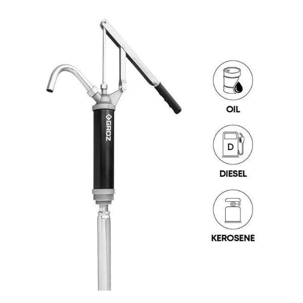 Pompă manuală telescopică GROZ pentru transfer ulei, motorină și kerosen din butoaie de 50-205 litri
